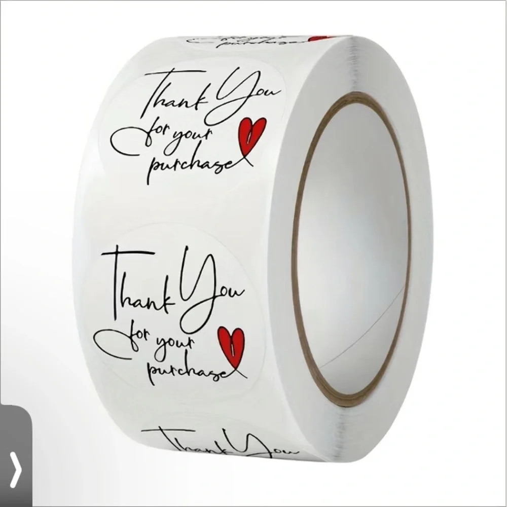 500 Thank You Stickers with heart - 1 Roll
